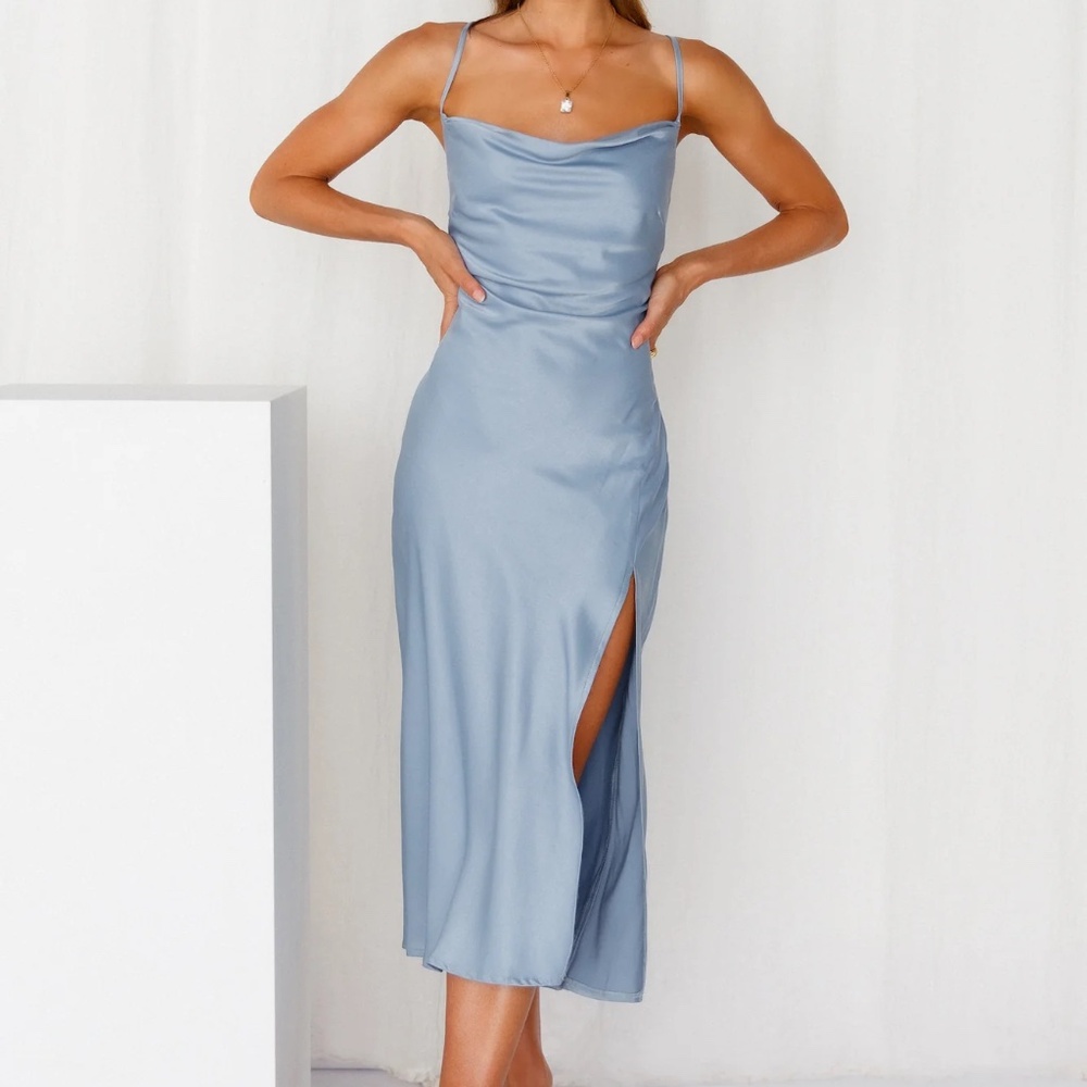 Hello Molly DRINKS ON ME MIDI DRESS BLUE - Worn Once
